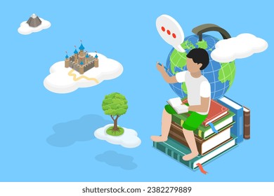 3D Isometric Flat Vector Illustration of Literature Inspiration
