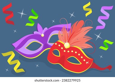 3D Isometric Flat Vector Illustration of Carnival Mardi Gras