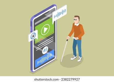 3D Isometric Flat Vector Illustration of Gadgets For Visually Impaired People