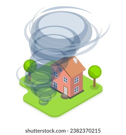 Isometric Flat Vector Isometric Ilustración del cambio climático. Tema 3