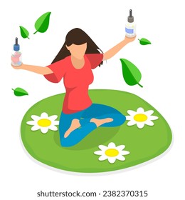 3D Isometric Flat Vector Illustration of Vegan Cosmetic. Item 3