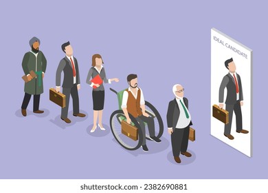 3D Isometric Flat Vector Illustration of Employment Interview Discrimination, Prejudice