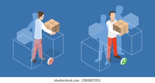 3D Isometric Flat Vector Illustration of Load Handling In Workplace