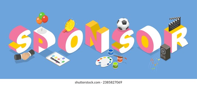 3D-Illustration des Sponsors in Form eines flachen 3D-Bildes