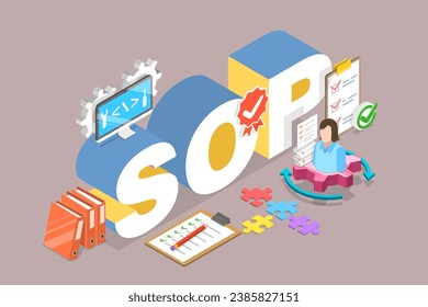 3D Isometric Flat Vector Illustration of SOP