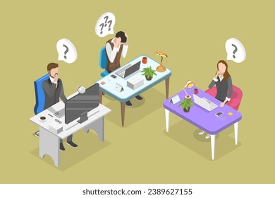 3D Isometric Flat Vector Illustration of Anxiety Business Persons