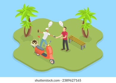 3D Isometric Flat Vector Illustration of Fast Way To Order Drinks