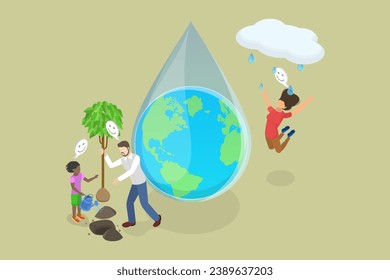 3D Isometric Flat Vector Illustration of World Water Day