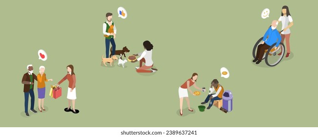 3D Isometric Flat Vector Illustration of Social Help