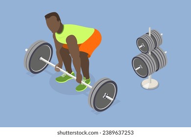 3D Isometric Flat Vector Illustration of Strong Sportsman