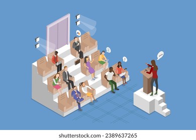 3D Isometric Flat Vector Illustration of Conference