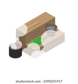 3D Isometric Flat Vector Illustration of Sauna And SPA. Item 1