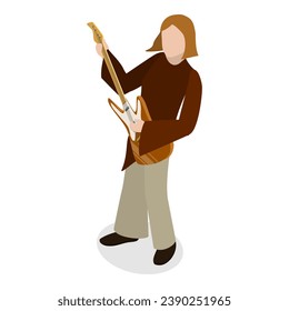 3D Isometric Flat Vector Illustration of Rock Music Band. Item 1