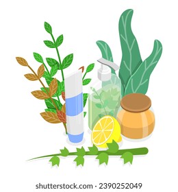 3D Isometric Flat Vector Illustration of Vegan Cosmetic. Item 2