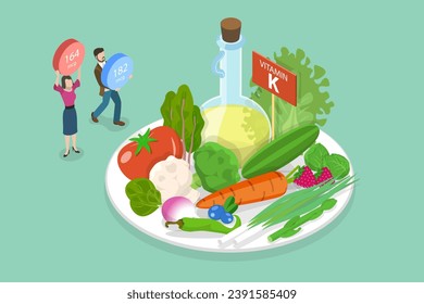 3D Isometric Flat Vector Illustration of Vitamin K