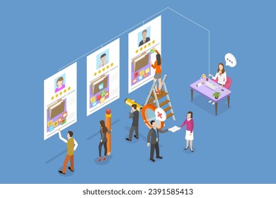 3D Isometric Flat Vector Illustration of HR Profile