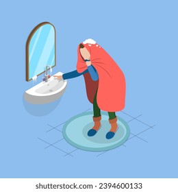3D Isometric Flat Vector Illustration of Frozen Faucet