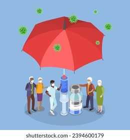 3D Isometric Flat Vector Illustration of Vaccination