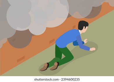 3D Isometric Flat Vector Illustration of Fire Safety Activity