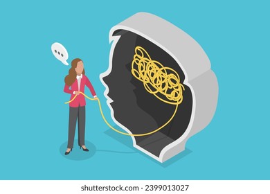 3D Isometric Flat Vector Illustration of Child Psychologist