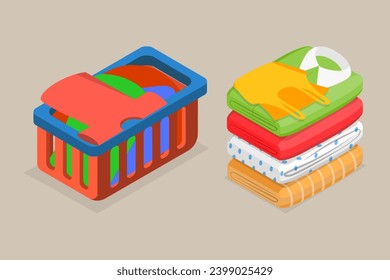 3D Isometric Flat Vector Illustration of Apparel Heap