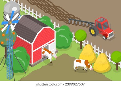 Ilustración del vector plano isométrico 3D