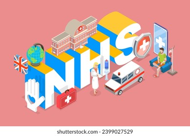 3D Isometric Flat Vector Illustration of NHS