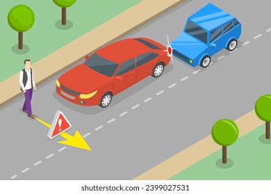 3D Isometric Flat Vector Illustration of Pedestrian Safety Rules