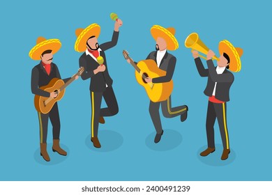 3D Isometric Flat Vector Illustration of Mariachi