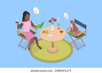 3D Isometric Flat Vector Illustration of Happy Solo Life