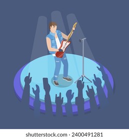 3D Isometric Flat Vector Illustration of Music Concert