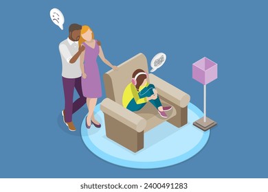 3D Isometric Flat Vector Illustration of Adolescent Mental Wellbeing