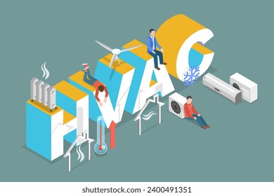 3D-Isometrische flache Vektorgrafik der HVAC