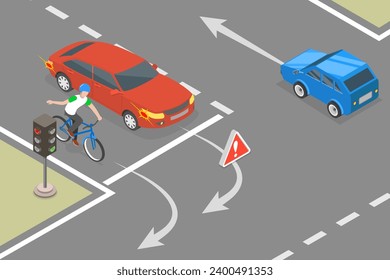 3D Isometric Flat Vector Illustration of Traffic Regulating Rules and Tips