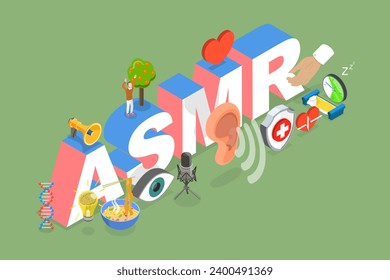 3D Isometric Flat Vector Illustration of ASMR