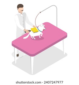 3D Isometric Flat Vector Illustration of Pet Grooming, Professional Pet Barber Services. Item 3