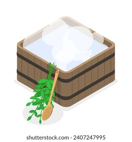 3D Isometric Flat Vector Illustration of Sauna And SPA, Activity for Wellness and Recreation. Item 3