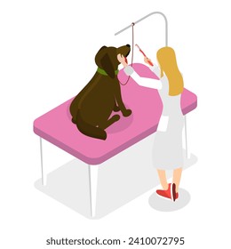 3D Isometric Flat Vector Illustration of Pet Grooming, Professional Pet Barber Services. Item 4