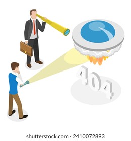 3D Isometric Flat Vector Illustration of 404 Error, Disconnection or Loss of Connectivity. Item 2
