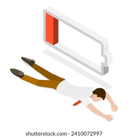 3D Isometric Flat Vector Illustration of Lowering Work Efficiency or Burnout, Overworked Employees. Item 1