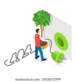 3D Isometric Flat Vector Illustration of 404 Error, Disconnection or Loss of Connectivity. Item 1