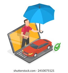 3D Isometric Flat Vector Illustration of Insurance Policy Services, Health and Family Protection. Item 2