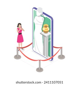3D Isometric Flat Vector Illustration of Online Tours And Activities, Virtual Concert, Online Museum and Gallery Tour. Item 3