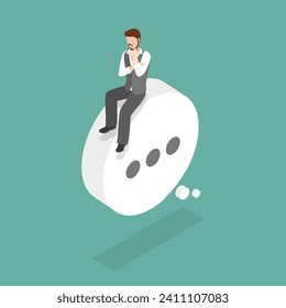 3D Isometric Flat Vector Illustration of Critical Thinking , Puzzled Confused Person