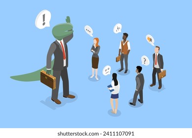 3D Isometric Flat Vector Illustration of Outdated Boss , Arrogance or Bossy Manager