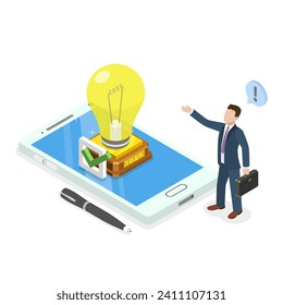 3D Isometric Flat Vector Illustration of Personal Development, Completing Task and Reaching Goal. Item 1