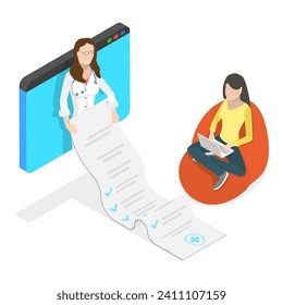 3D Isometric Flat Vector Illustration of Womens Health, Consultation and Diagnosis. Item 2