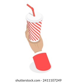 3D Isometric Flat Vector Illustration of Ice Beverage, Fresh Summer Drinks Set. Item 5