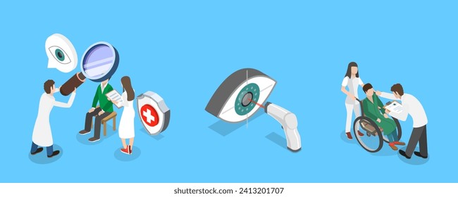 3D Isometric Flat Vector Illustration of Lasik Surgery, Ophthalmology Clinic