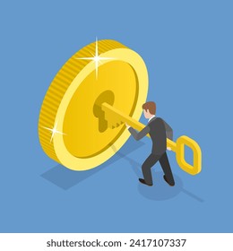 3D Isometric Flat Vector Illustration of Financial Success, Safe Haven for Investment